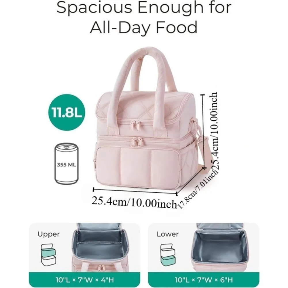 Bolso con compartimento para vaso, bolsa de almuerzo gruesa para preservación del calor, bolsa de Picnic de doble capa, bolsa refrigeradora de gran capacidad, uso diario