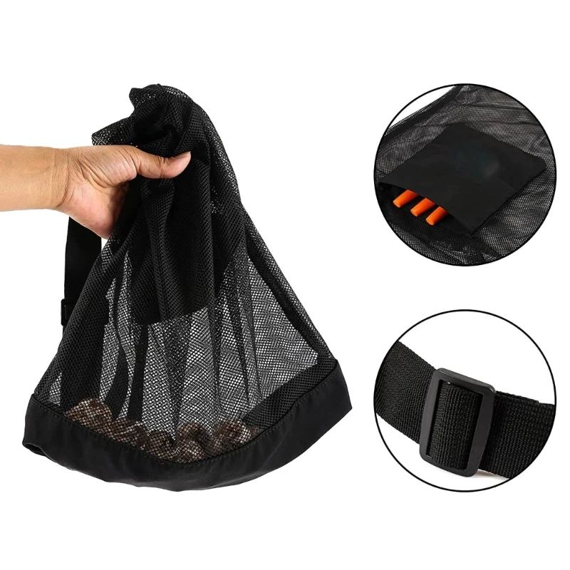 Outdoor Mushroom Picking Bag Basket Breathable Mushroom Hunting Net Bag Foldable Fruit Collection Bag Easy to Carry