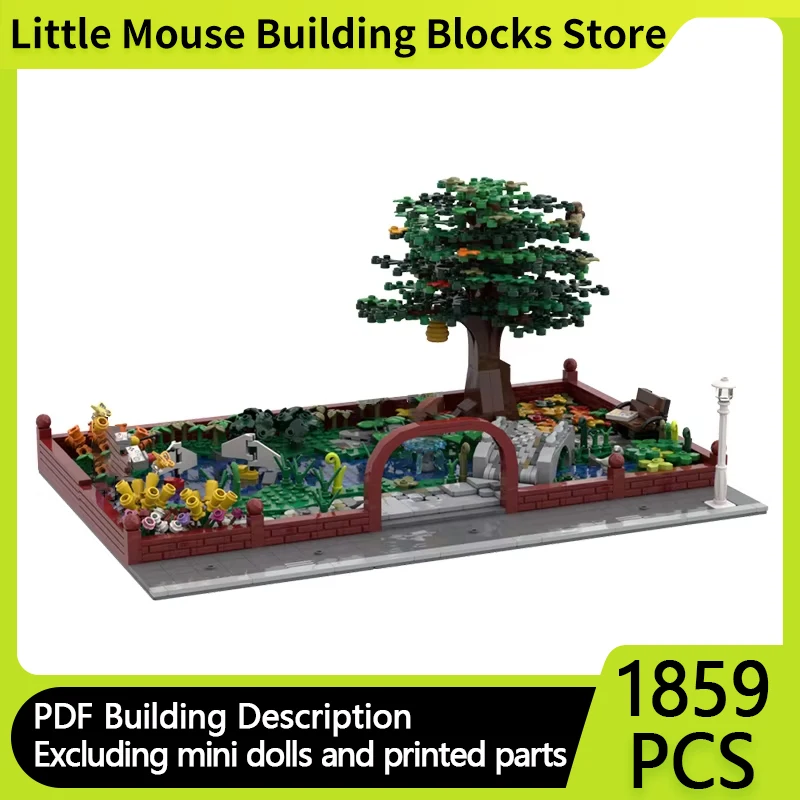 Street View Model MOC Building Bricks Active Area Pond Park Green Modular Technology Gifts Holiday Assemble Children Toys Suit