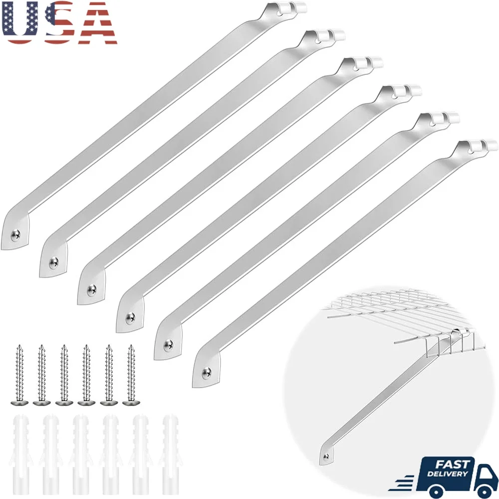 

12 Pcs Wire Shelf Support Brackets Installation Anchors Pins Durable Steel Storage Brackets Closet Organizer Adjustable Shelving