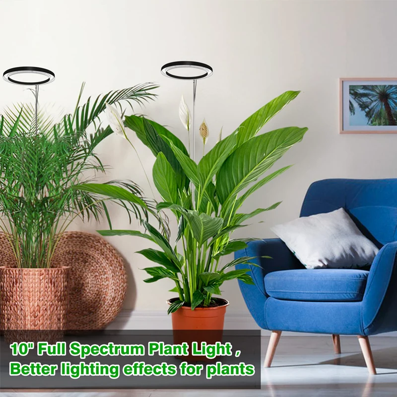 Plant Grow Light LED Growing Lamp Full Spectrum for Indoor Plants Dimmable Height Adjustable 5V Auto Timer for Large Plant Light