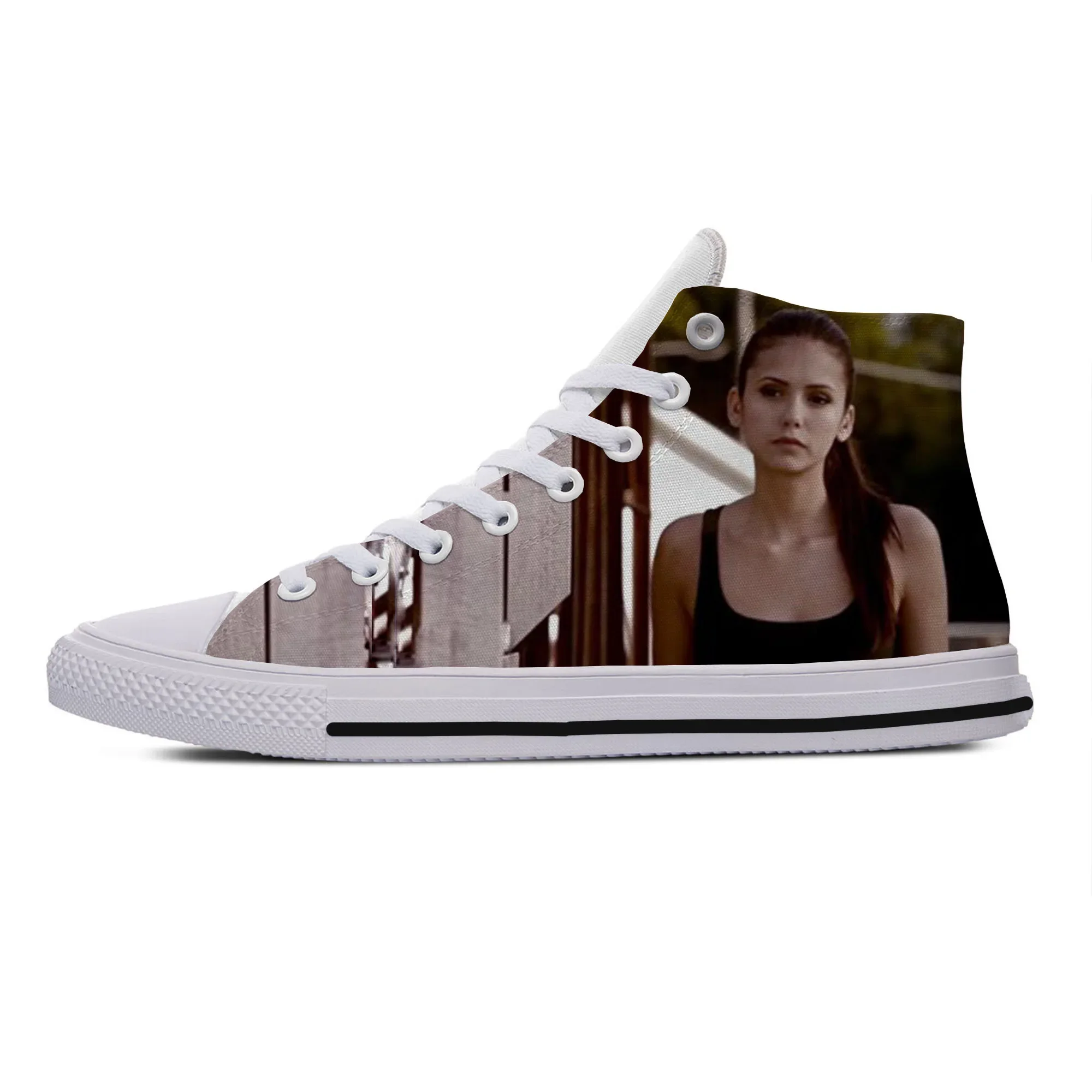 

Hot Cool Summer High Quality Sneakers Handiness Casual Shoes Men Women The Vampire Diaries Nina Dobrev High Top Board Shoes