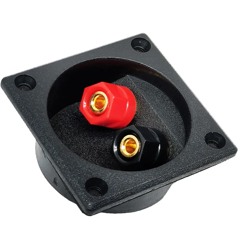 Two position pure copper wire clamp square junction box banana socket terminal post pure copper gold-plated speaker junction box