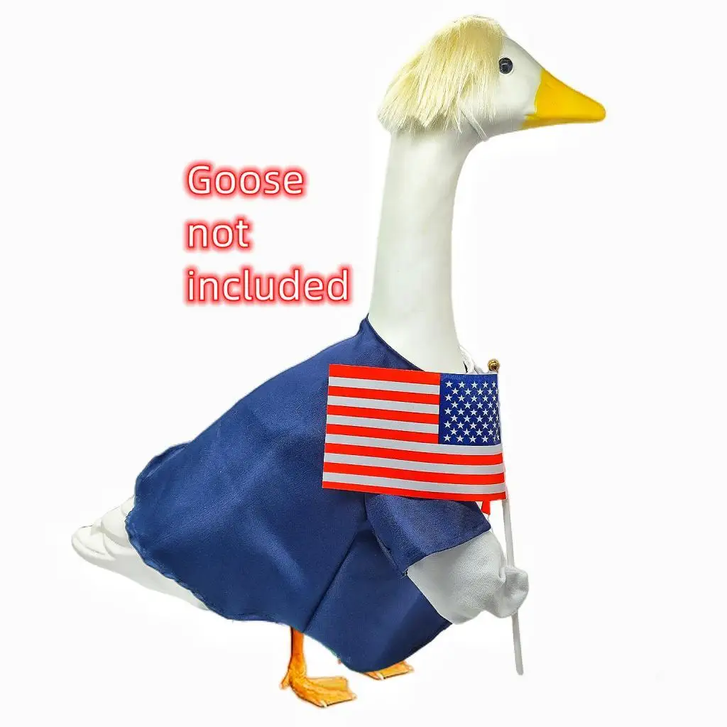 Patriotic Porch Goose Outfits Polyester Bird Costume Outdoor Decoration Prop for 23 Inch Garden Goose Statue Holiday Decor