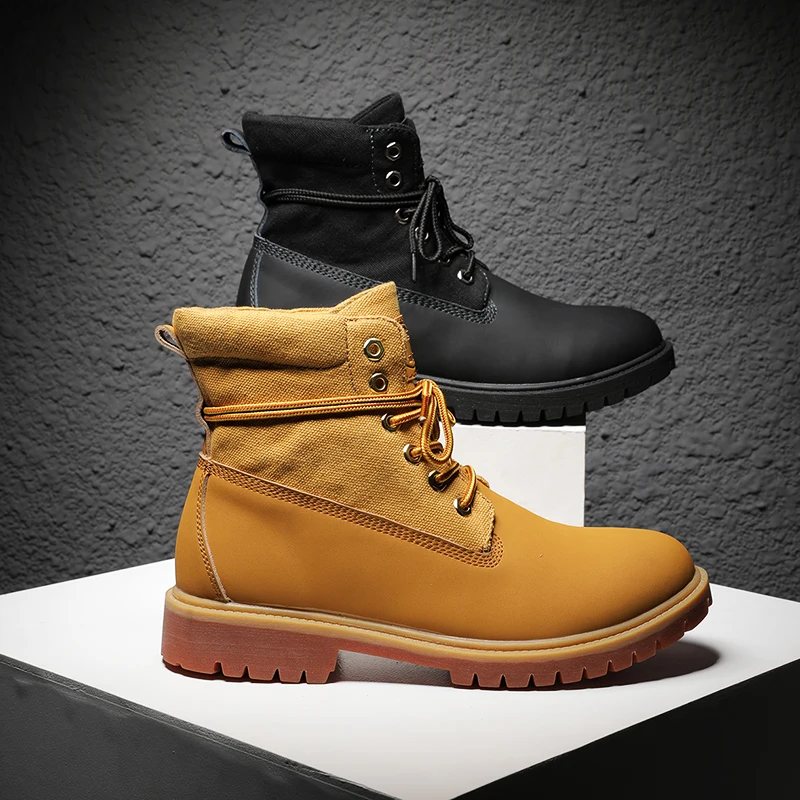 Leather Men Boots Comfortable Autumn Winter Plush Keep Warm Shoes Fashion Trends Style Working Boots