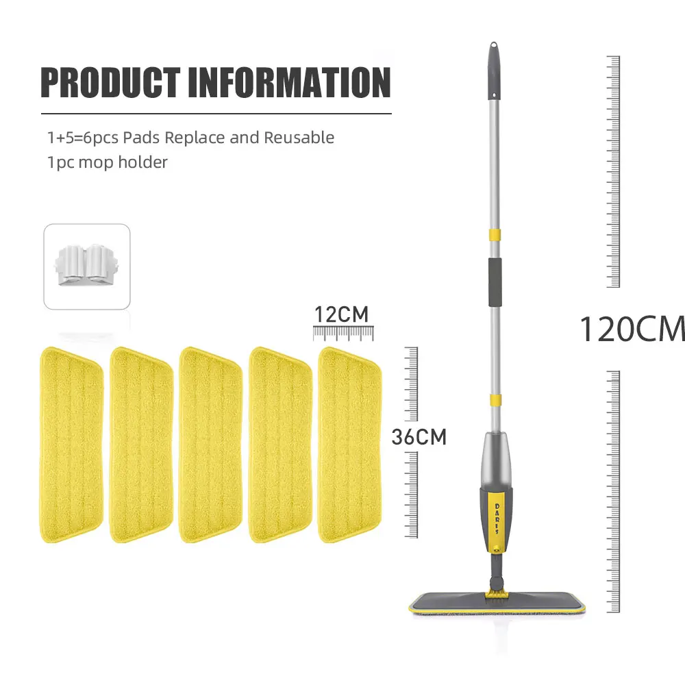 Magic Floor Cleaning Veegmachine Bezems met microvezelpads 360 °   Rotatie platte spray vloermop bezem voor het reinigen van de huis spinmop