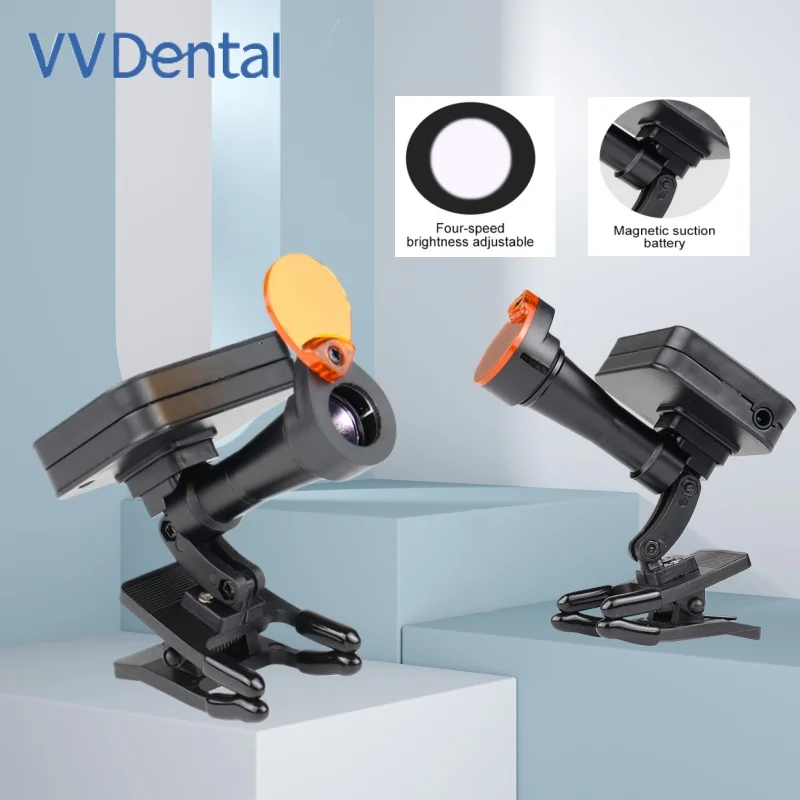 

VVDental 5W Dental Portable Wireless Headlamp Magnetic Suction Dentistry Surgical Head Light Clip-on w/ Magnifiers LED Headlight