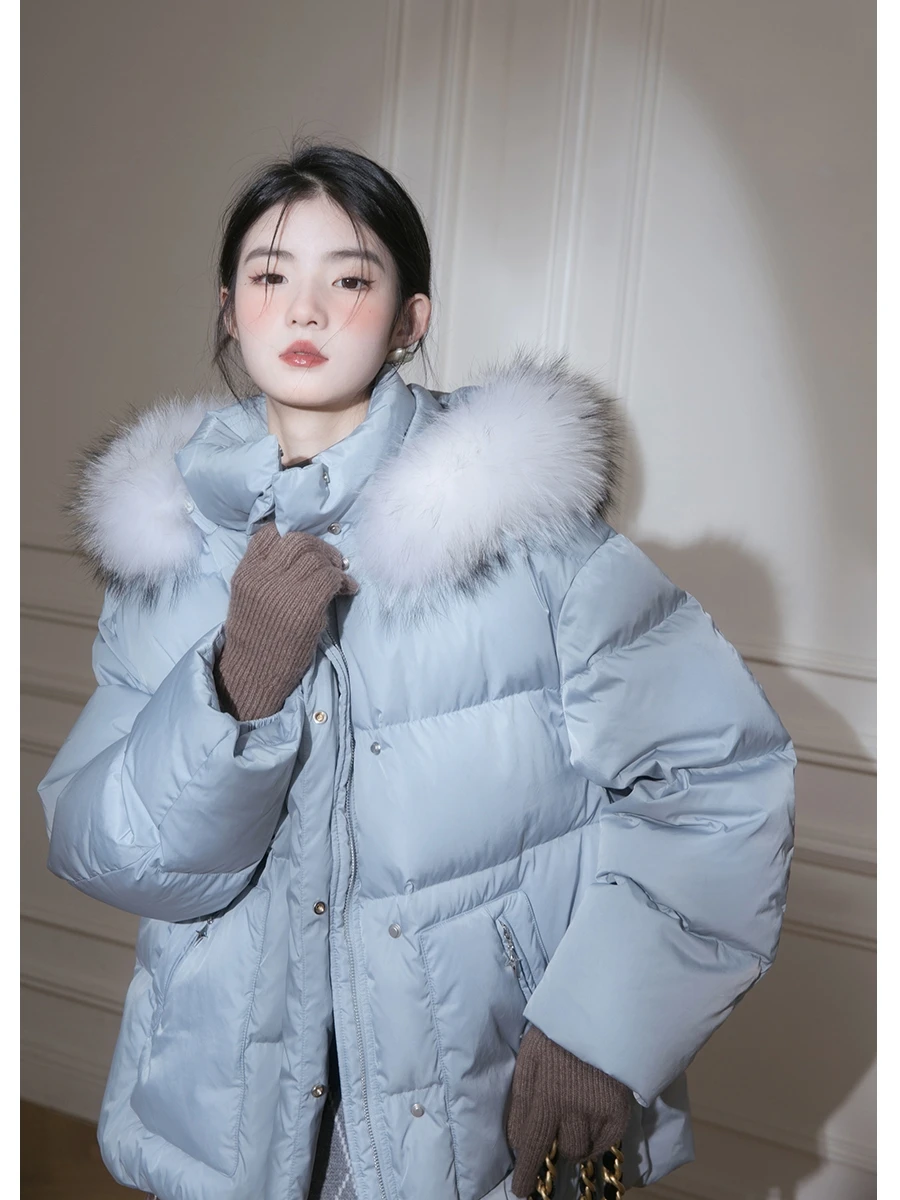 

COTRE Lake Eye 90 White Du down Lapin Fur Collar down Jaet Women's Faion Commute Sle Long Sve Regular Length