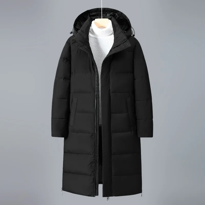 New Winter Men Hooded Long Duck Down Coats Couple Puffer Jackets Quality Male Over The Knee Casual Jackets Thicker Warm Coats 3X