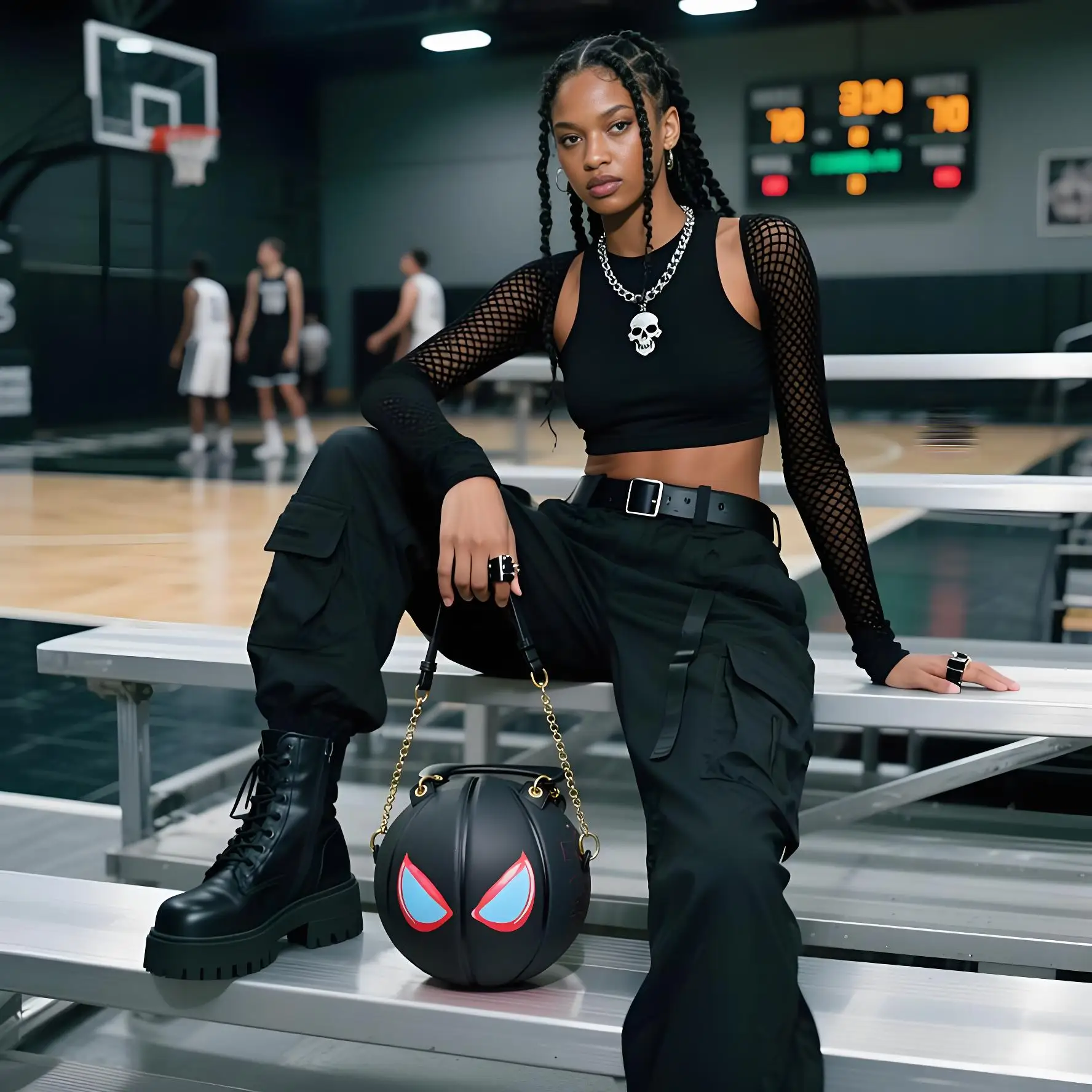 Fotografia 4: Bolsa inspirada em basquete Kuangmi Trendy Street-Style Fashion Essential