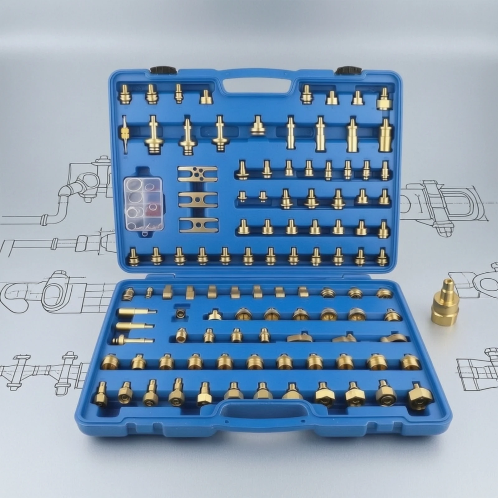 109 Pieces Air Conditioning Leak Test Kit Brass Automotive Air Conditioning Leak Test Kit Sturdy Wear-Resistant for Mechanics