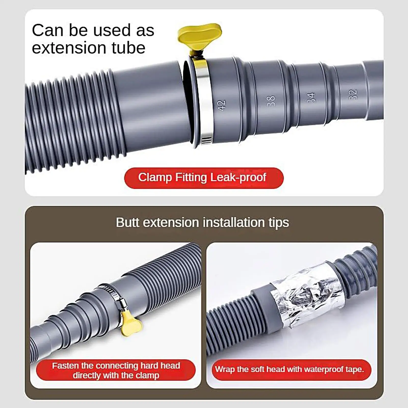 Set tubi di scarico per roulotte con adattatore regolabile e morsetto flessibile Tubo di scarico per camper Set di prolunga per rimorchio Accessori per roulotte