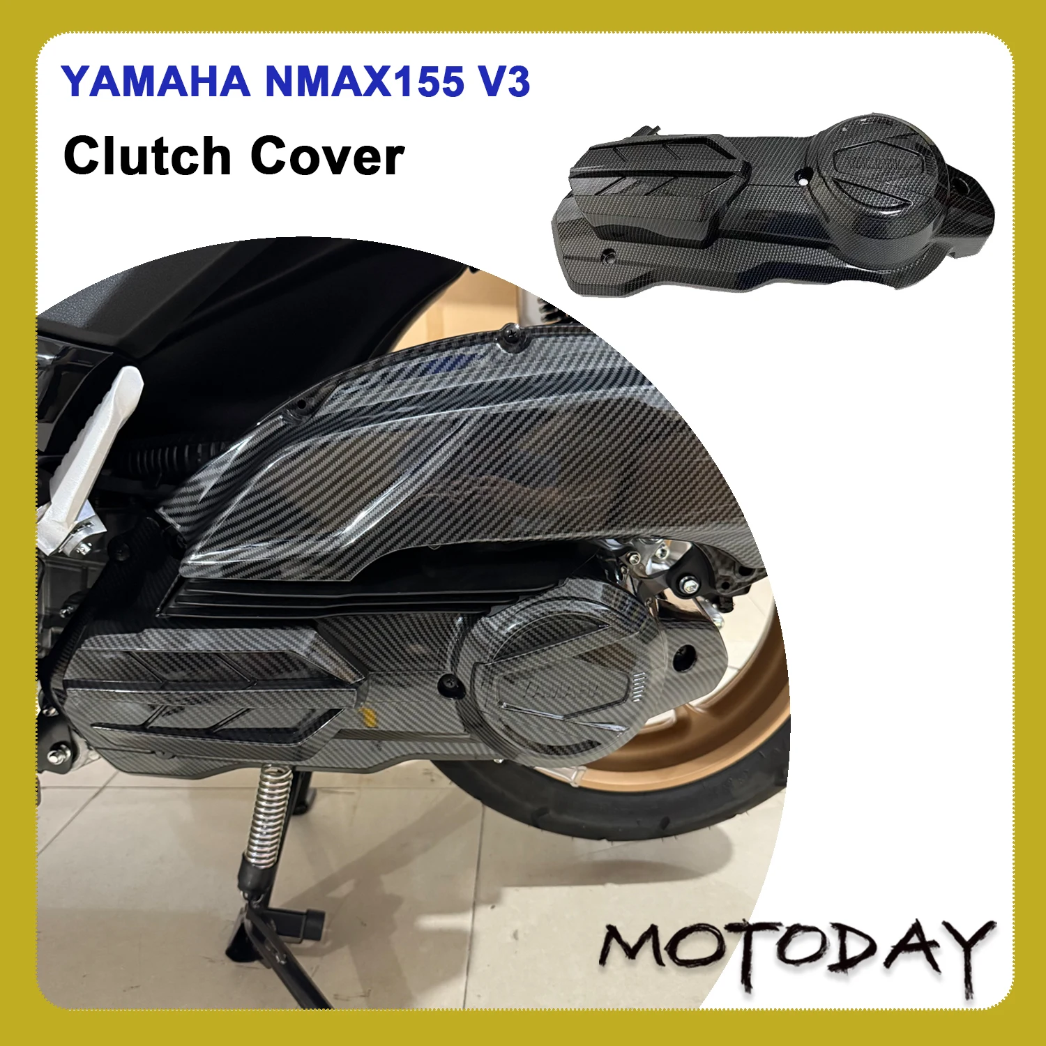 

For YAMAHA NMAX155 V3 Engine Clutch Cover NMAX155 V3 Neo NMAX155 2021 2022 2023 2024 Carbon Fiber Look NMAX V3 2024