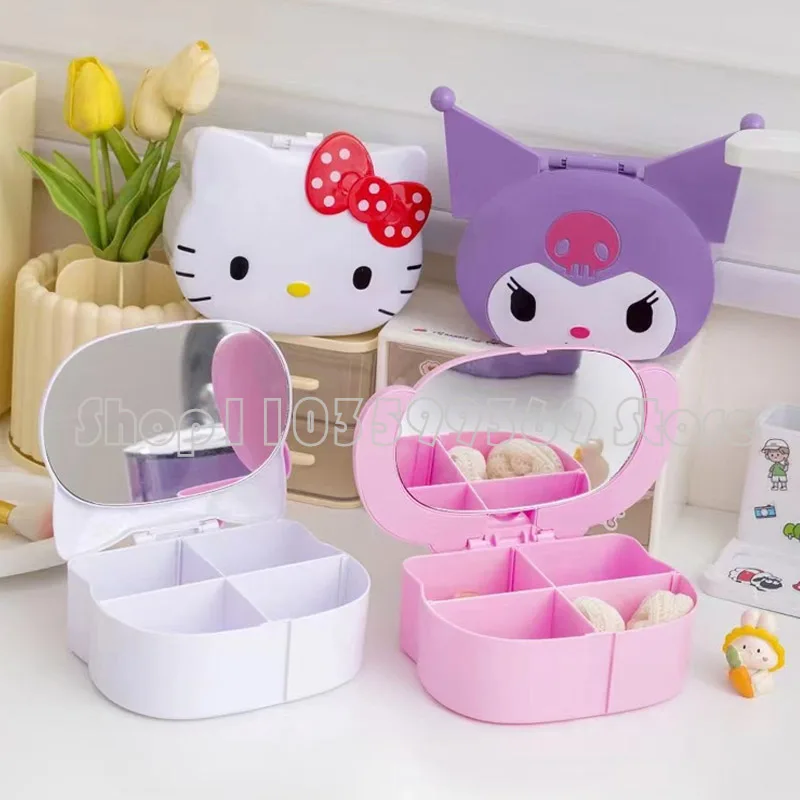 

Kuromis Jewelry Box HelloKittys Cinnamorolls Children's Holiday Gift My Melodys Plastic Small Box Mirror Jewelry Storage Box