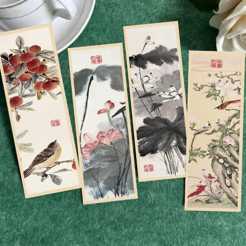 30pcs Chinese painting style bookmark Chinese ink painting Reading pages Book marking notebook marking card Student stationery