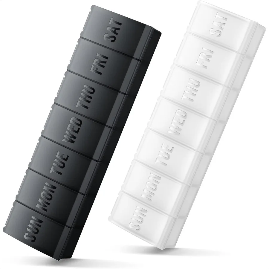 

Large Pill Organizer 2 Pack EasyOpen Weekly Pill Organizer XL Daily Pill Organizers 7 Day Medicine Pill Organziers Medicine Box