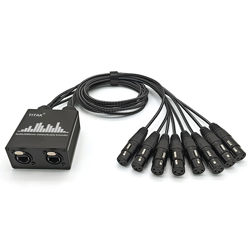 8 Channel Multi Network XLR Cable Extender 1 Pair DMX512 Signal Extender for Stage Sound Lighting and Recording Studio