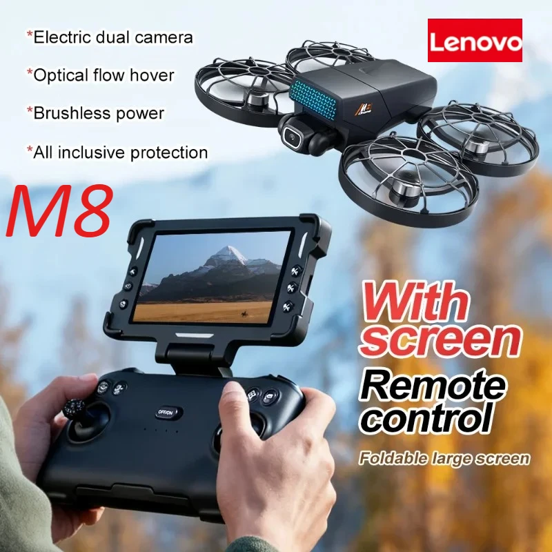 

Квадрокоптер Lenovo M8 RC с бесщеточным двигателем, складной, с 8K экраном, профессиональной HD-камерой, Wi-Fi и функцией обхода препятствий, игрушка