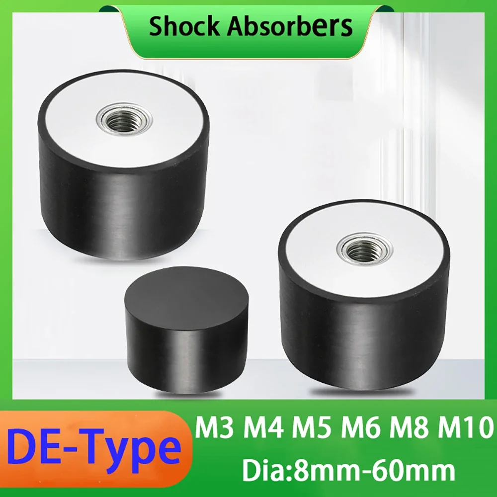 DE Type Internal Thread Elastic Cushion Shock Absorber Flat Head Rubber M3 M4 M5 M6 M8 M10 Shock-Absorb Column Diameter 8mm-60mm