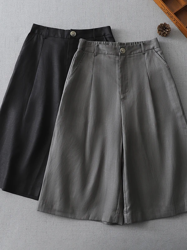 Ele سراويل تقليدية نسائية فضفاضة واسعة الساق مزيج الكتان سراويل صيفية ستة سبعة أطوال كورية Sle للتنقل Sle #4