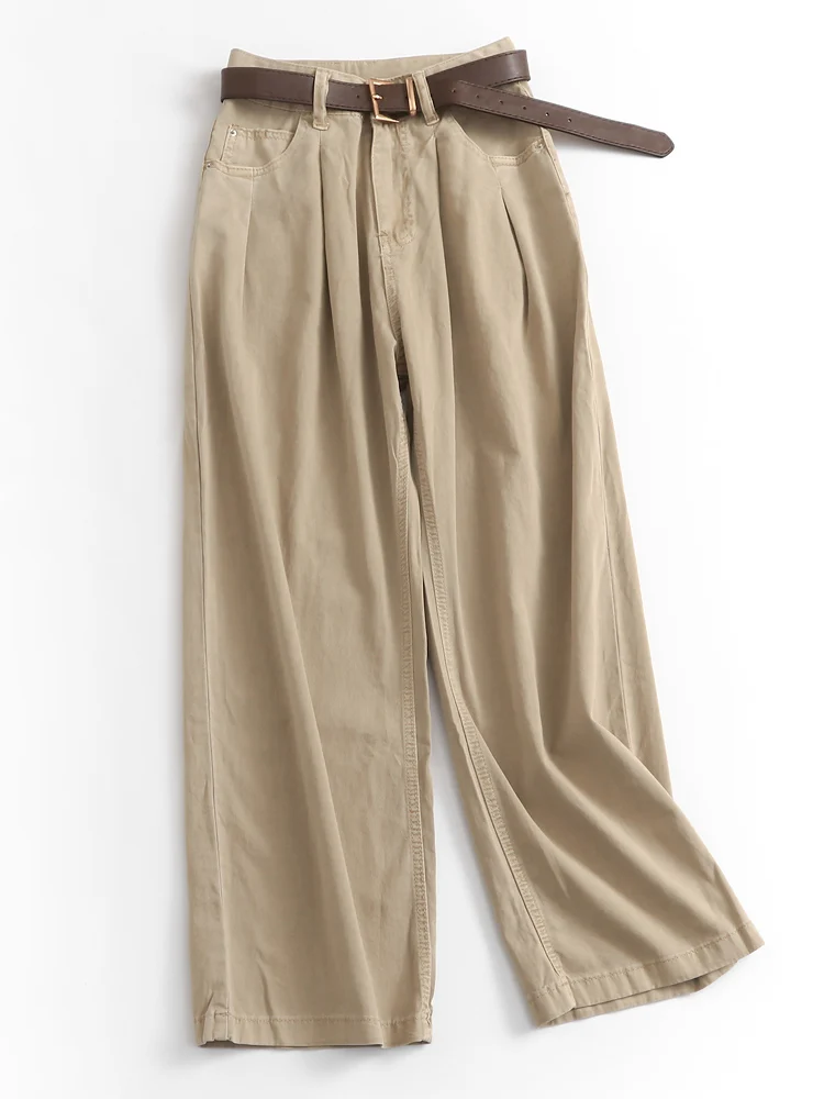 

High Waist Straight Leg Casual Pants Women's Summer Thin Hanging Sense Wide Leg Loose Slimming Floor-Length Cotton Trousers
