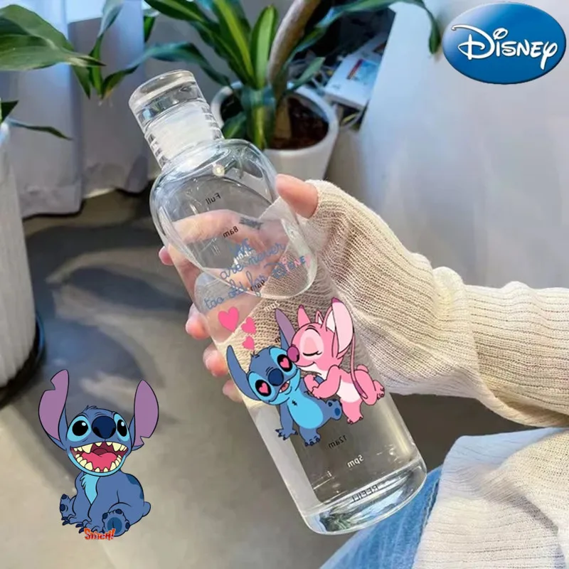 Disney Stitch Anime Sports Water Bottle Plastic Portable Drinking Cup Leakproof Waterproof Travel Cup Christmars Gift 500ml