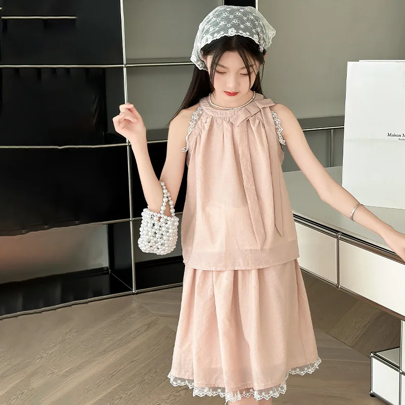 

Girls Clothes Suits Children 2024 New Spring and Summer Fashion Top and Trousers Simple Casual Two-piece Set Clothes Children