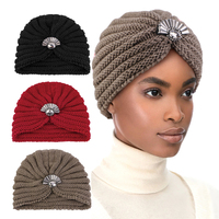 New Winter Warm Women Diamonds Knitted Turban Cap Chemo Cap Muslim Hijab Bonnet Hair Loss Hat Cancer Beanies Wrap Scarf Headwear