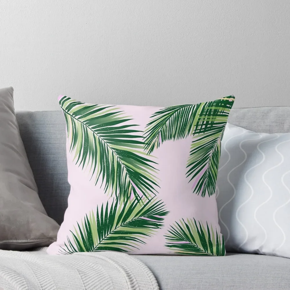 

palm fronds on pink background Throw Pillow anime girl Pillows Aesthetic Cushions Home Decor Pillowcase pillow