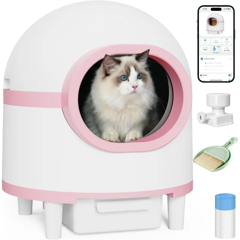 

Self Cleaning Cat Litter Box, Extra Large Automatic Cat Litter Box Integrated Safety Protection Self Cleaning Litter Box