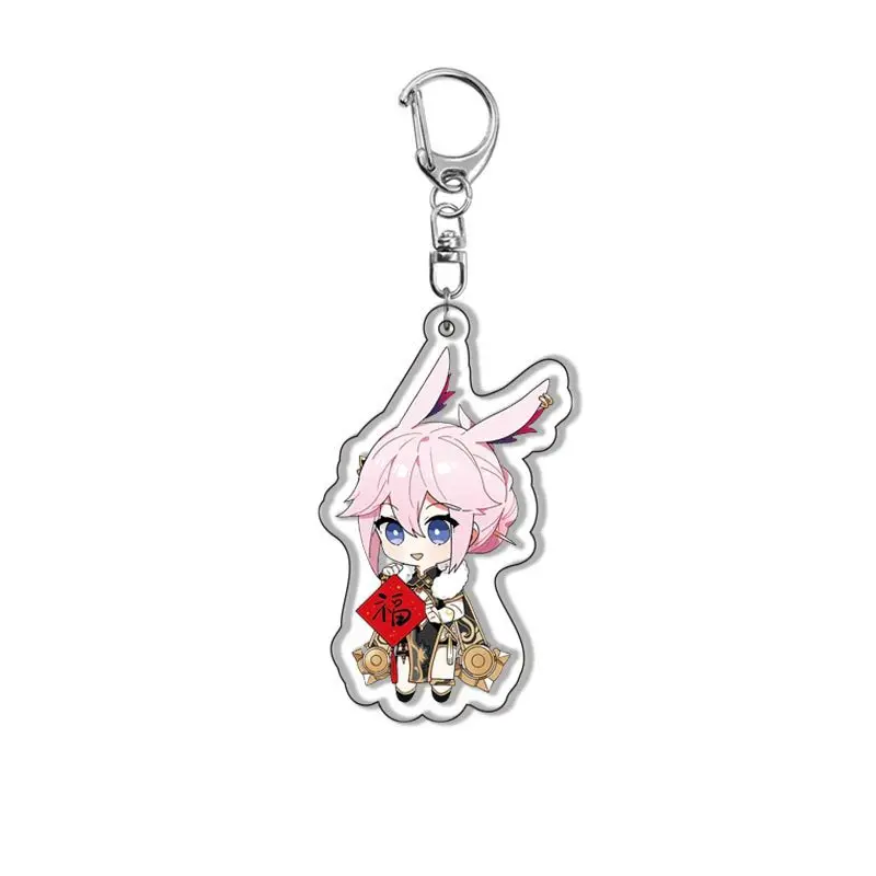 6CM Honkai Impact 3 Game Keychains Kiana Kaslana Double-sided Cartoon Figure Key Ring for Women Men Car Handbag Pendant Gifts