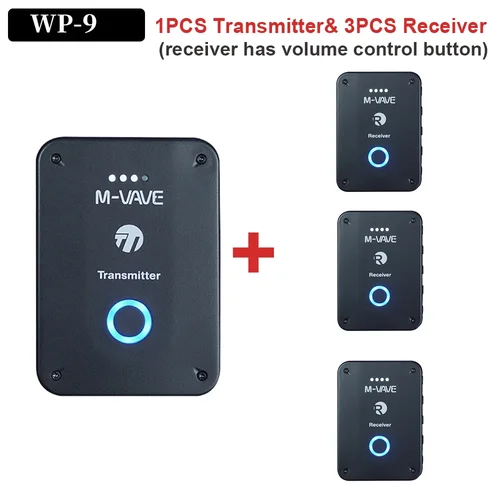 M vave WP-9 Monitor de auriculares inalámbricos 2,4 GHz ISM transmisor receptor compatible con función de grabación Mono estéreo recargable