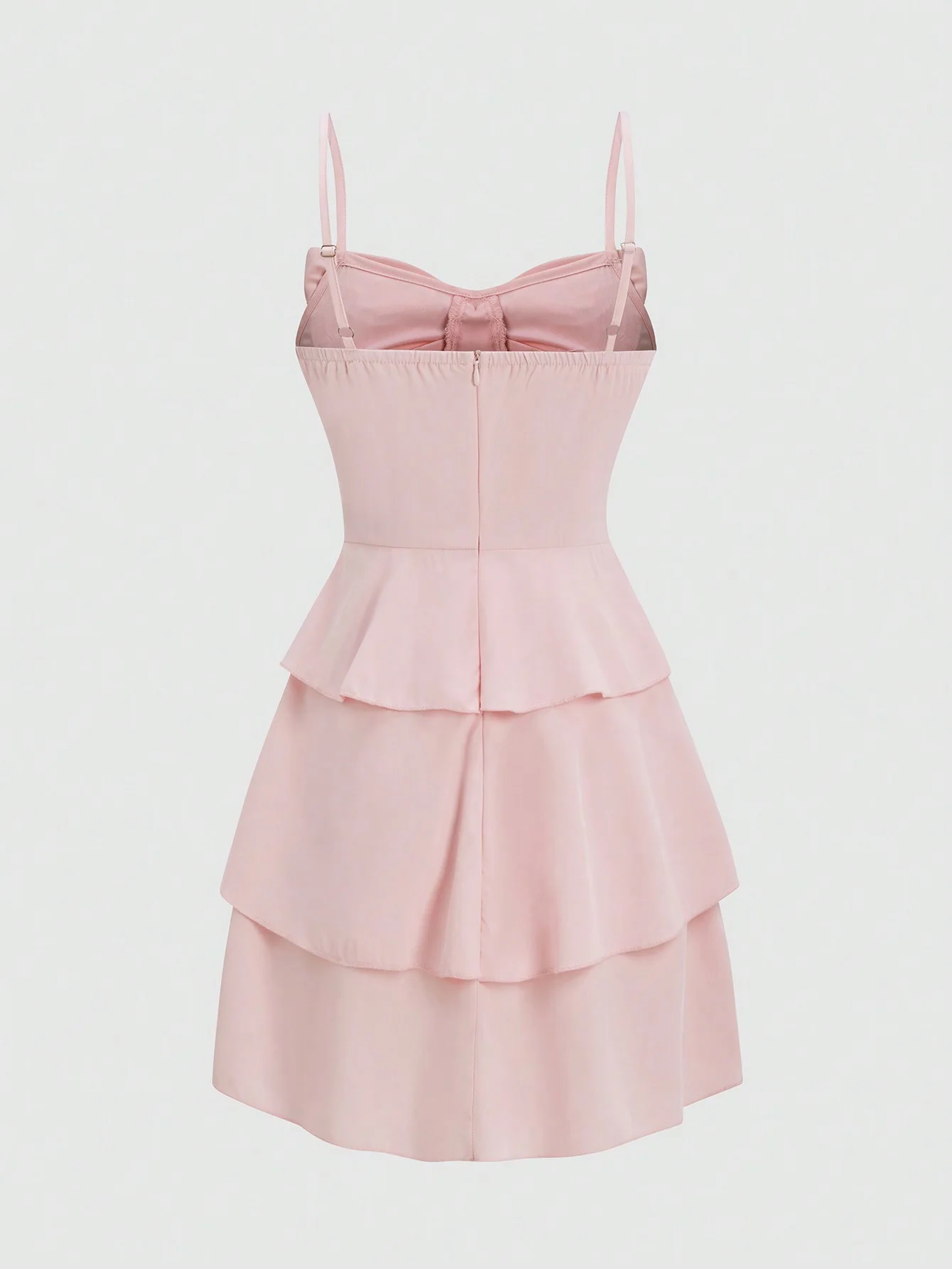 Vestido suspensor de arco feminino, cintura cinched, borda plissada de três camadas, elegante