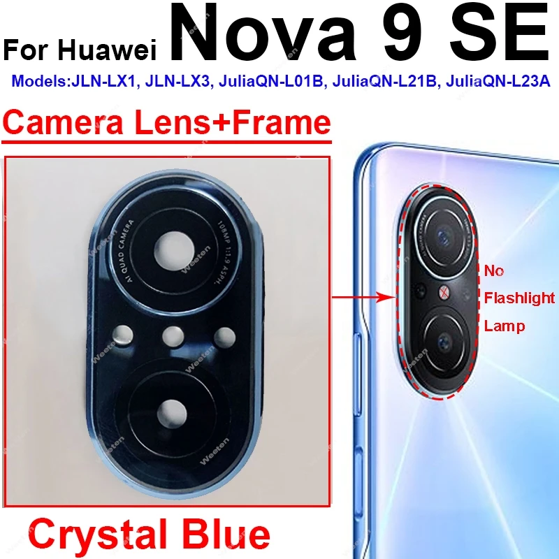 Rear Camera Glass Lens with Cover For Huawei Nova 9 Se 9SE Back Camera Lens Glass Cover Sticker Parts