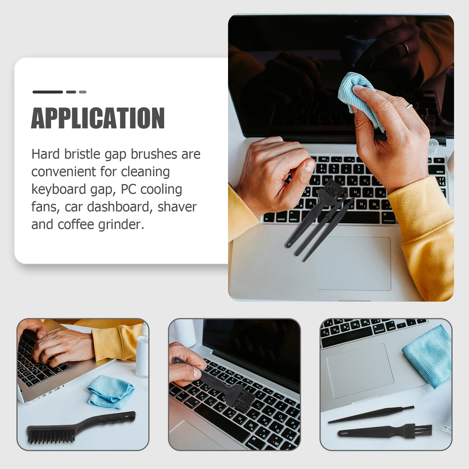 

4 Pcs Laptop Computer Keyboard Cleaning Brush Portable Handle Electronic Product Black