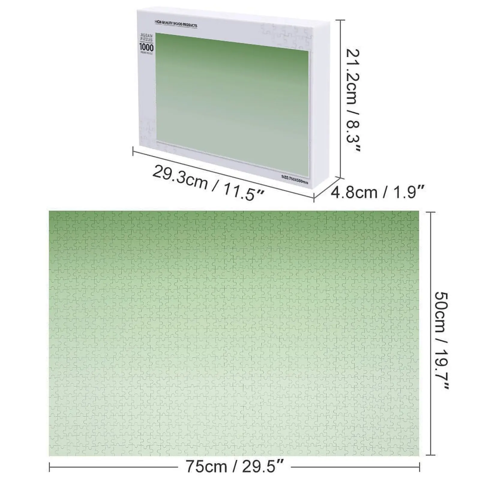 ไล่เฉดสีเขียวเข้มถึงสีเขียวอ่อน ปริศนาจิ๊กซอว์ ปริศนาจิ๊กซอว์แบบกำหนดเองส่วนบุคคล