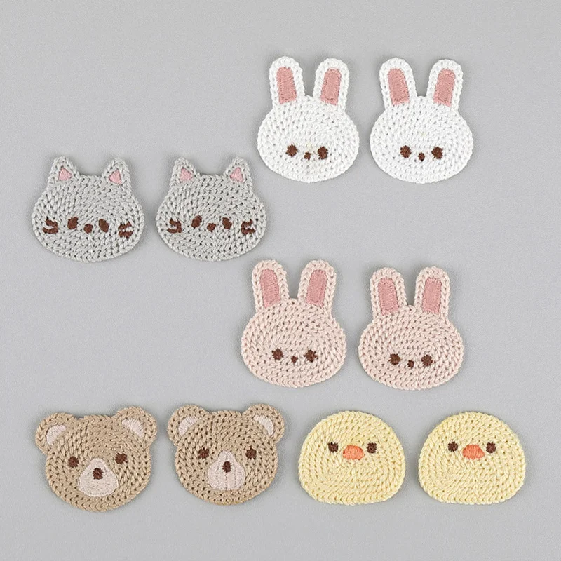 10 Pcs Little Bear Rabbit Cute Chicken Cat Cartoon Embroidered Cloth Sticker Bag Hair Woolen Sweater Shoes and Socks Accessories