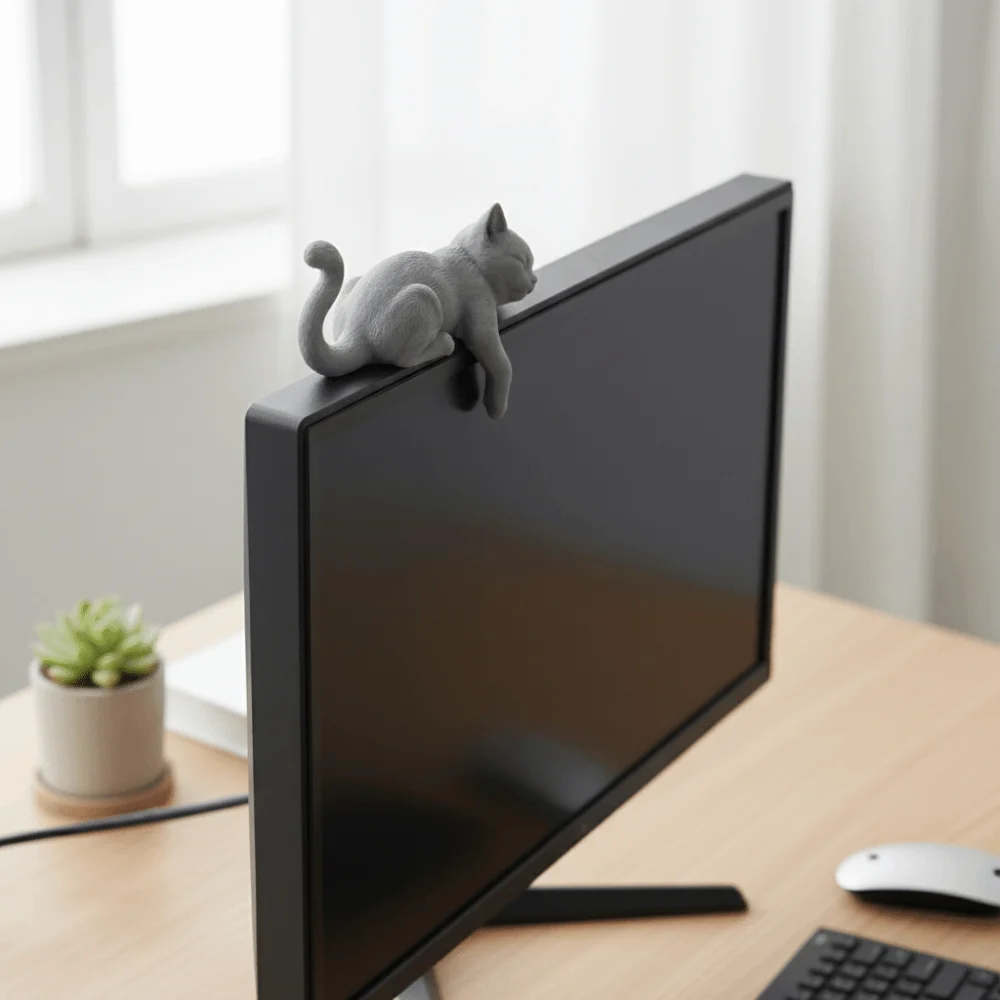 Simple Cute Desk Cat Decorations Creative 3D Printed Sleeping Cat Ornament Funny Cat Statues Crafts Desktop Use
