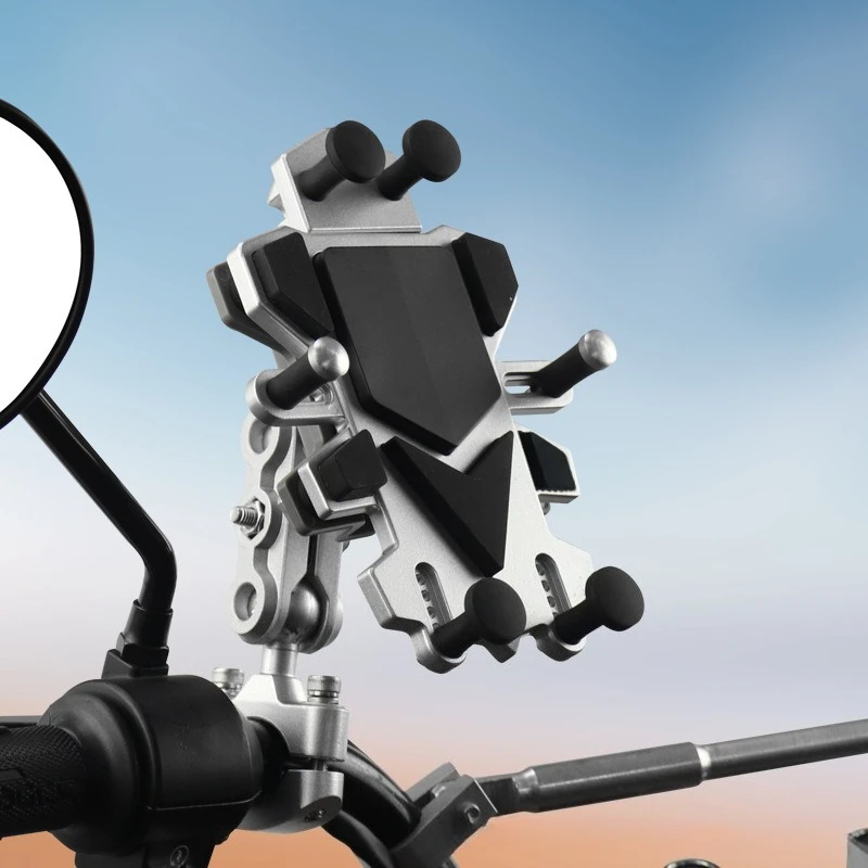 

Universal Motos Bicycle Mobile Phone Navigation Holders Motorcycle Phone Holder Alloy with Shock-Absorbing 360° Rotation
