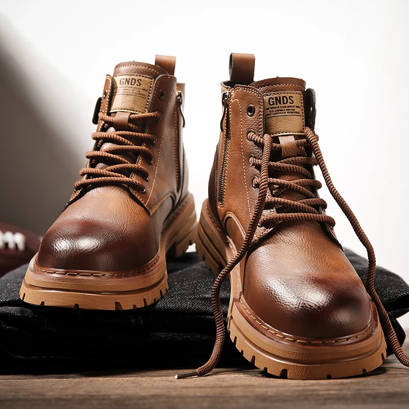 

Зимние мужские ботильоны, мужские ботинки с высоким берцем в британском стиле ретро, модная кожаная обувь высокого качества, новые уличные ботильоны