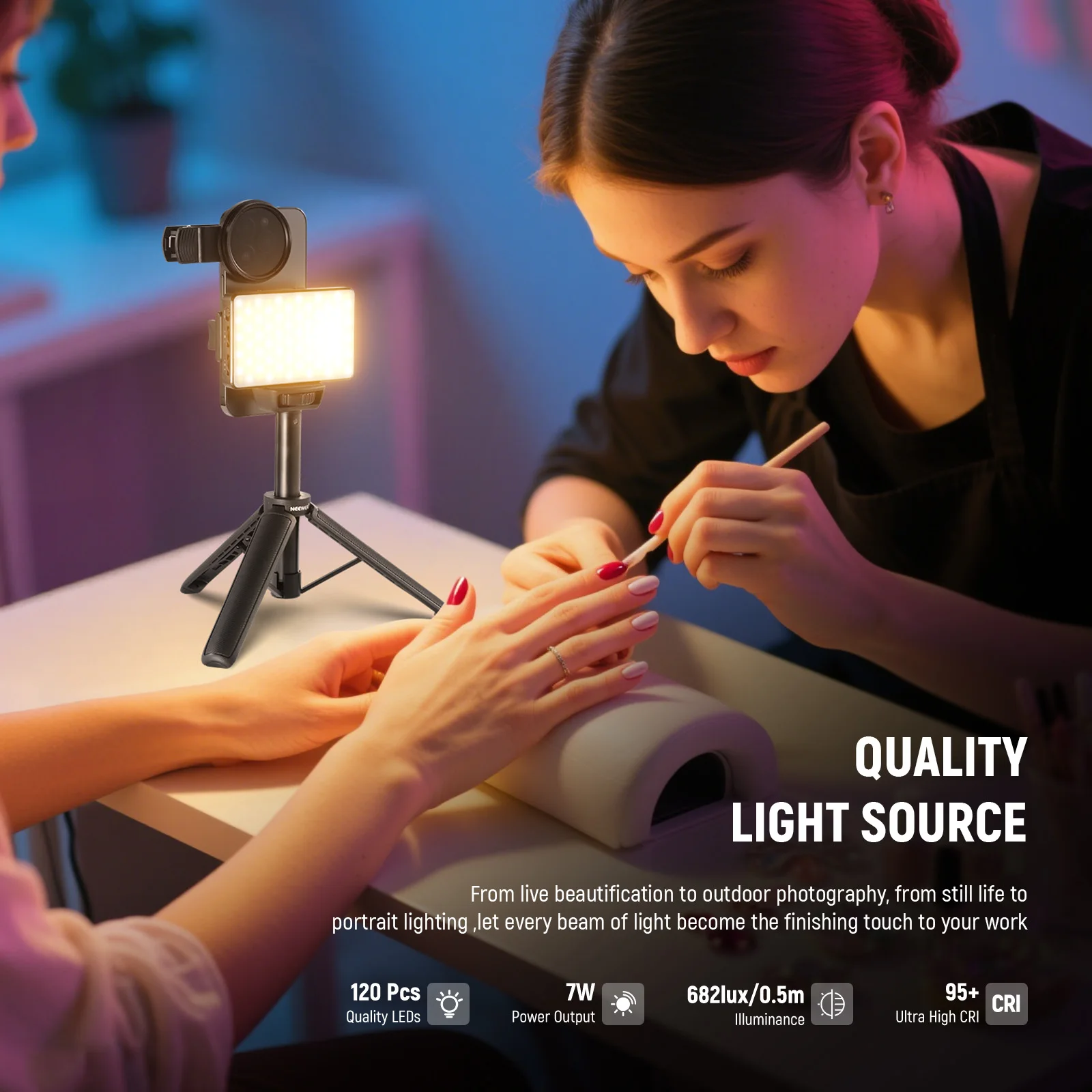 NEEWER LED-Selfie- und Tattoo-Licht, kompatibel mit iPhone, CPL-Filter/Stativständer/Telefonhalter zum Aufstecken für die Fotografie – Detail 4