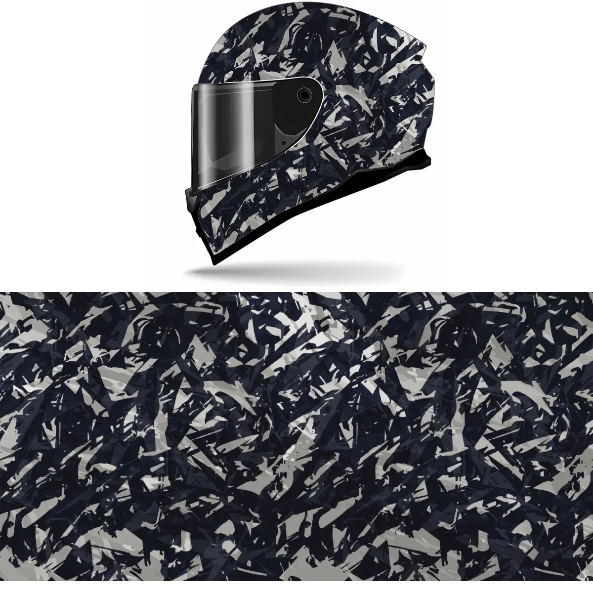 Adesivo de Vinil para Capacete de Motocicleta com Estampa Camuflada Cinza, Gráfico de Corrida, Decalque Decorativo para Capacete