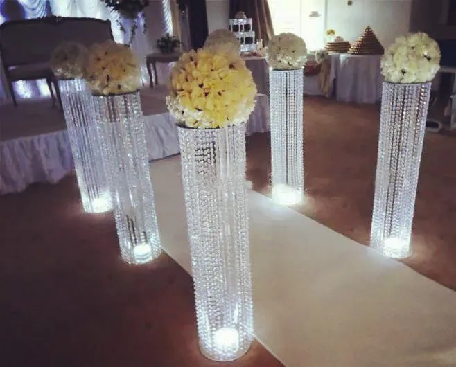 

Wholesale Acrylic Crystal New Aisle Stands Walkway Stand Wedding Crystal Pillar for party road lead communions 2022 decoration