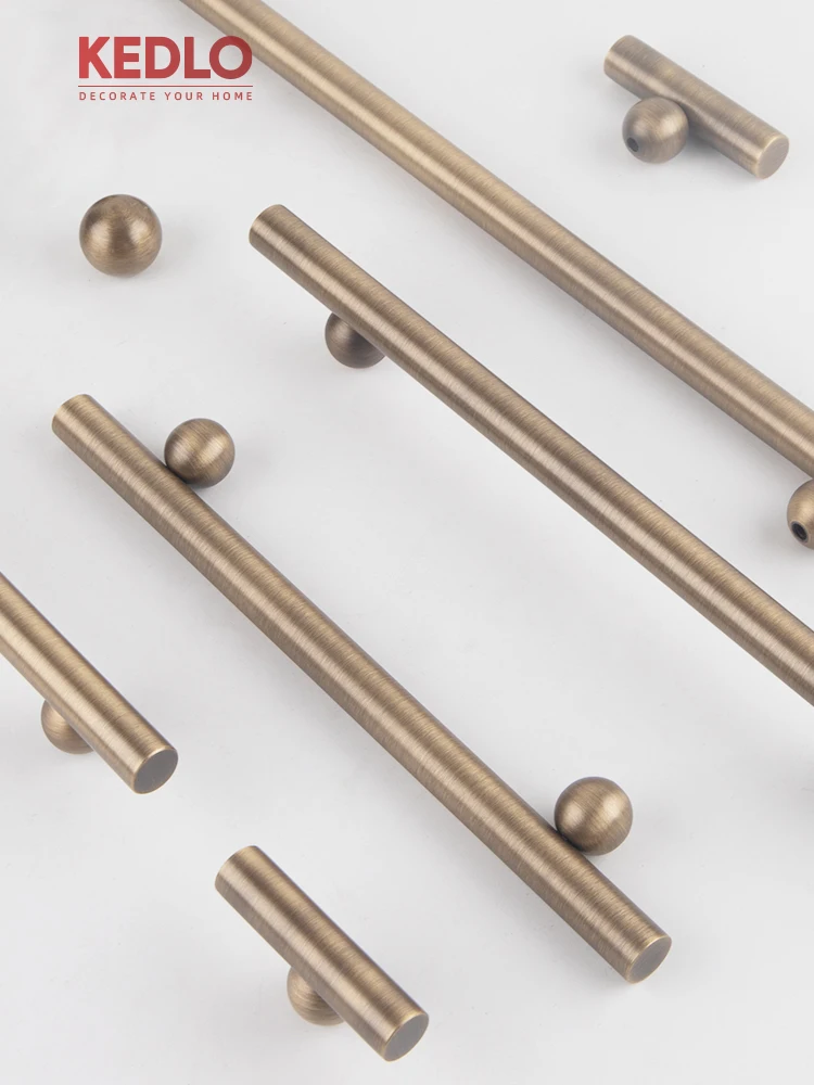 KEDLO Massiver Messing-Kugelgriff, Moderner Luxus-Ziehgriff für Küchenschränke, Antiker Messinggriff, Schubladengriff in Gold – Detail 2