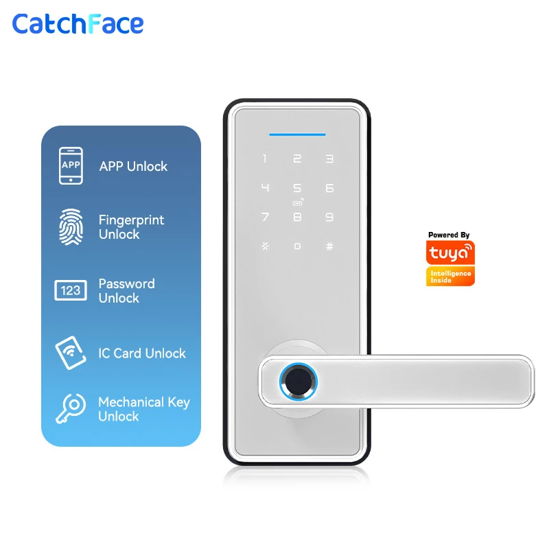 New Tuya Smart Life APP WIFI Fingerprint Door Lock IC Card Digital Code Electronic Reader Home Security Mortise