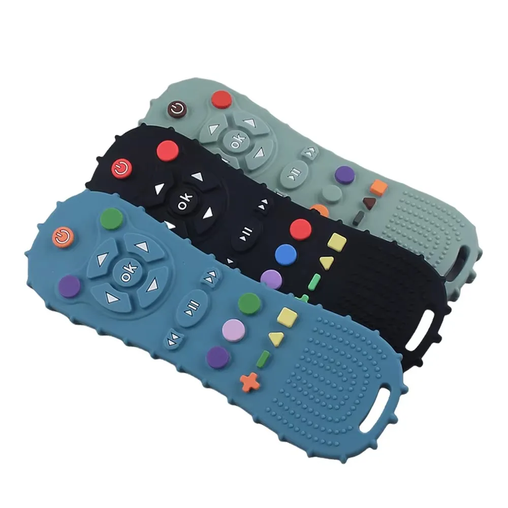 1/2/3 قطعة ألعاب من السيليكون على شكل جهاز تحكم عن بعد مناسبة للأولاد والبنات من عمر 6 إلى 36 شهرًا هدية تسنين للأطفال فقط