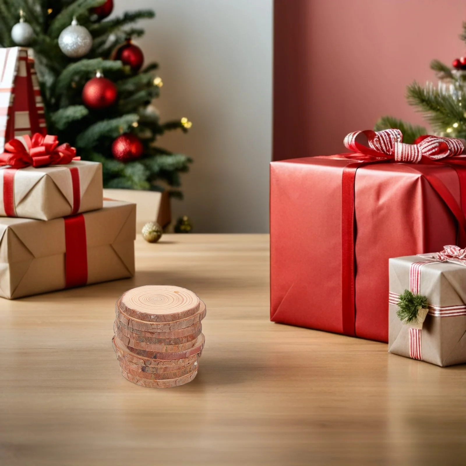 30 pezzi di tronchi di pino non finiti rotondi di legno a fette di corda di cotone fette naturali cerchio di legno cerchi naturali disco