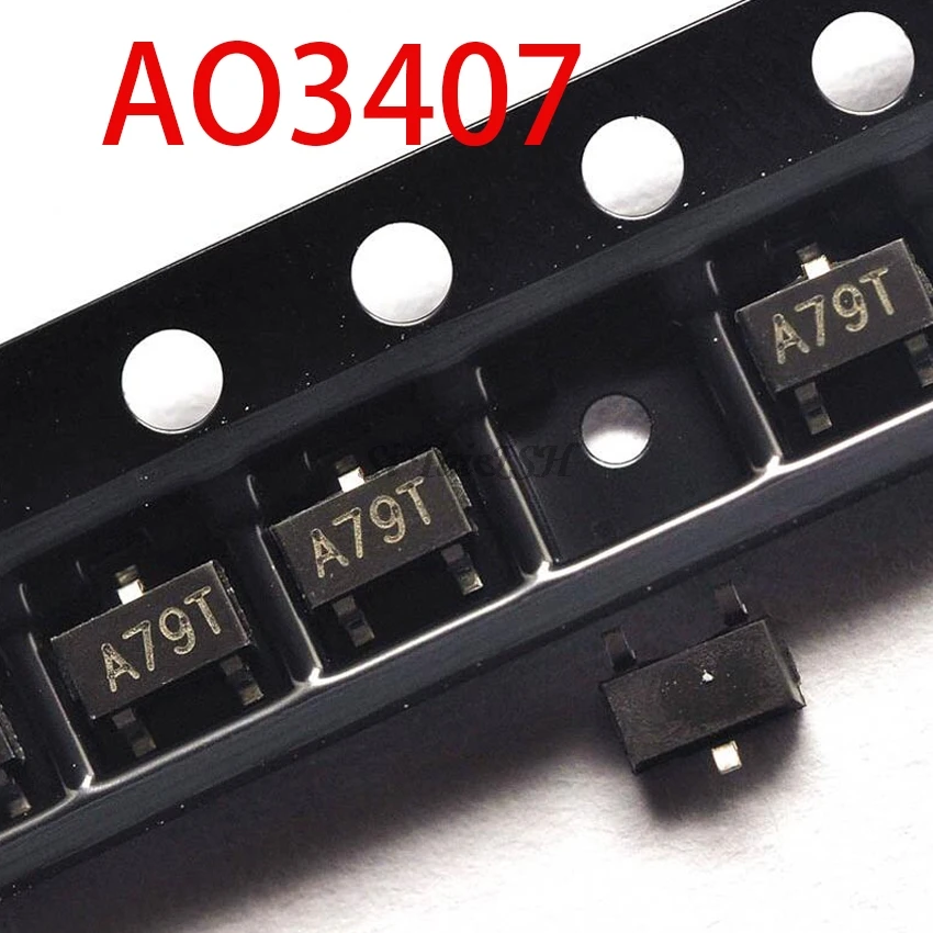 50pcs  AO3407 3407 SOT23-3 MOSFET A79T MOSFT P-Ch -30V -3.6A 64mOhm new and original