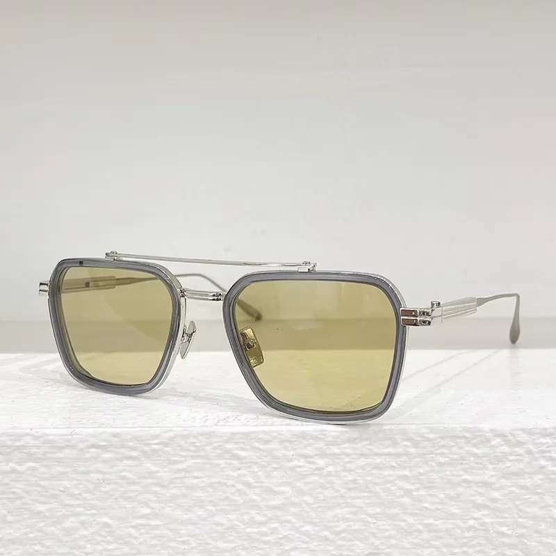 

AKS507C Square Alloy Double Bridge Sunglasses for Men and Women High Quality Brand Designer UV400 Handmade Eyeglasses with Case