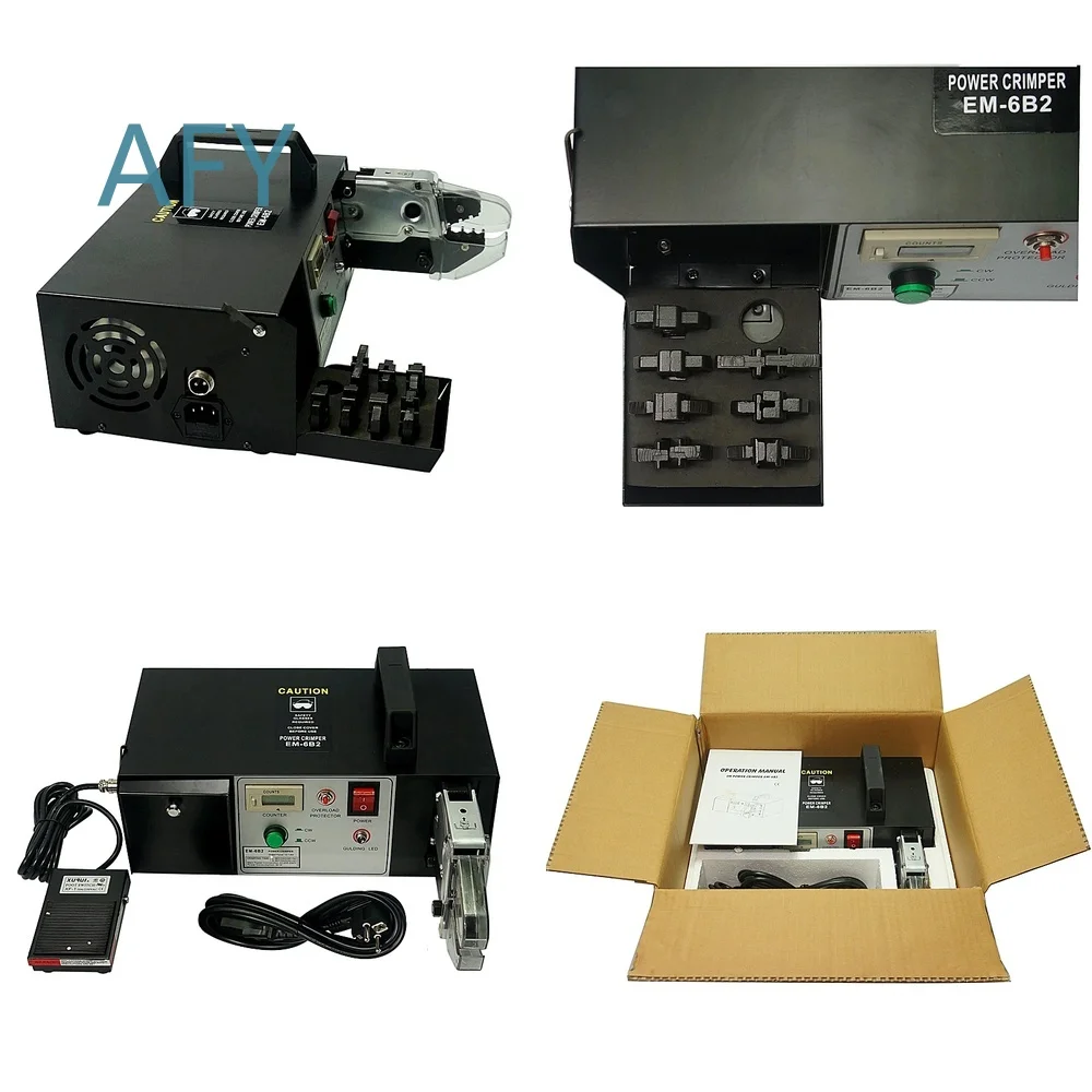 EM6B2 Electrical Terminal Crimping Machine Tool for Wire Connectors Crimping Pliers Kit with 7 Dies for Automotive Industrial